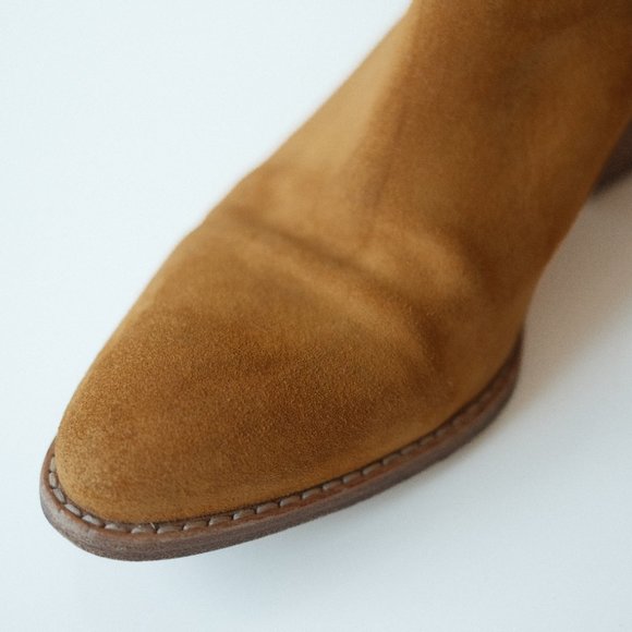 alexander wang 'kori' cutout metal heel chelsea booties in camel brown suede - Picture 8 of 12